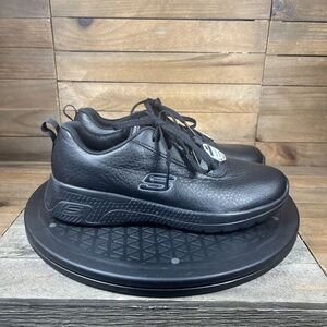 Skechers Women's Sz 5.5 Work Relaxed Fit Slip Resistant Lace Up Shoes Black